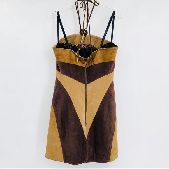 B DOLCE & GABBANA 44 brown suede/corduroy dress
